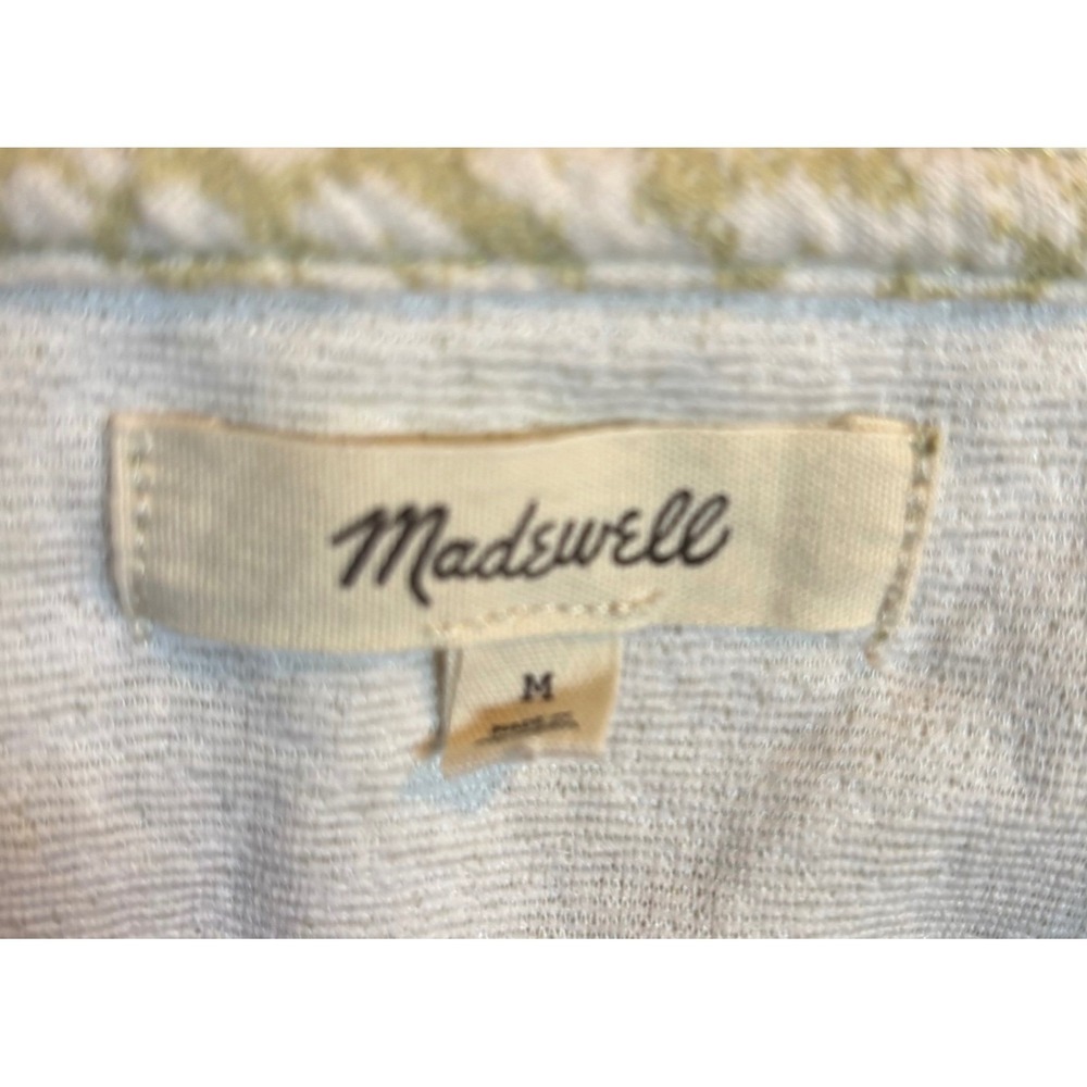 Madewell Button Front Crop Top Women's Green Floral Textured Knit Excellent Med - Picture 4 of 6
